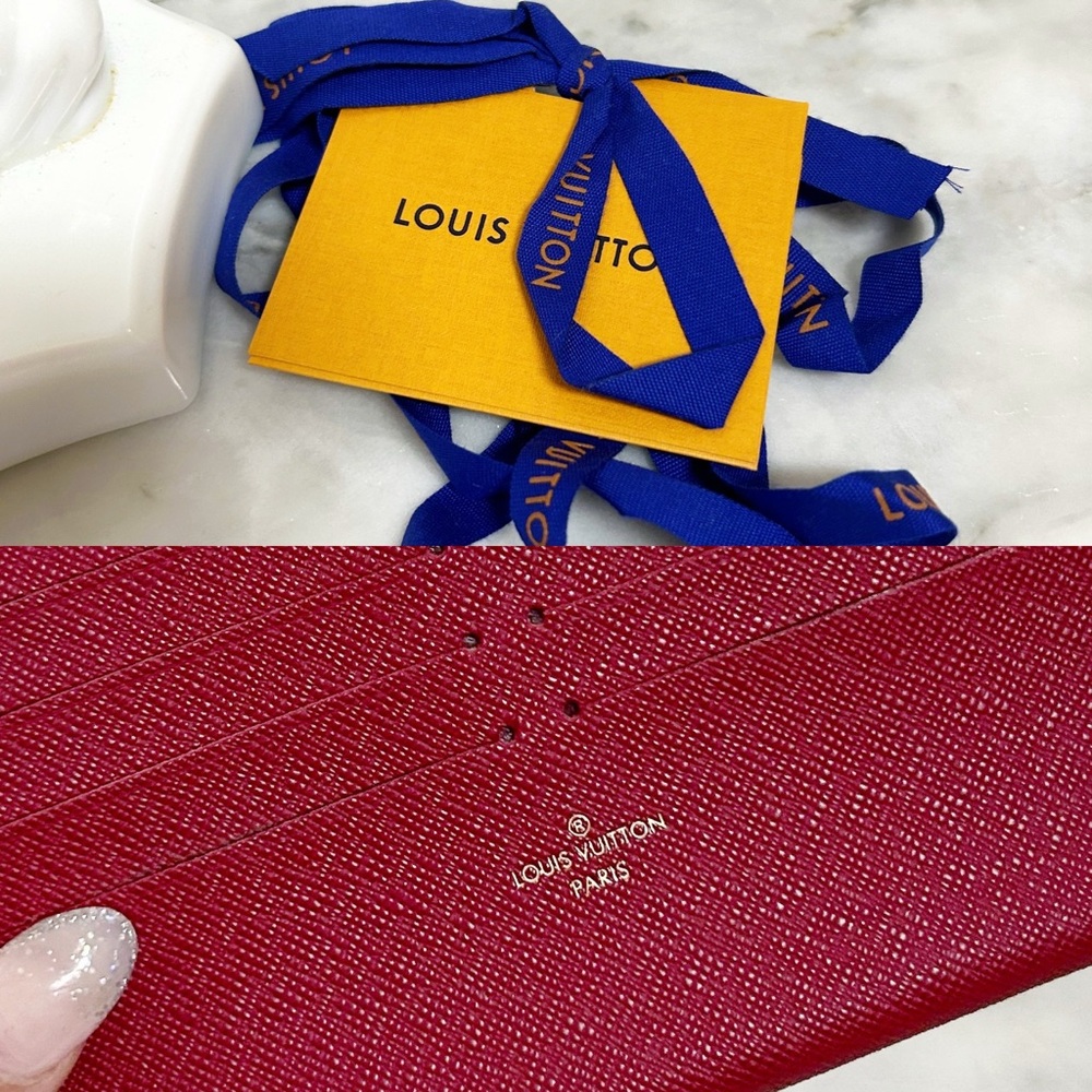 Authentic Louis Vuitton Calfskin Felicie Card Holder / Wallet in Fuschia - Picture 11 of 11
